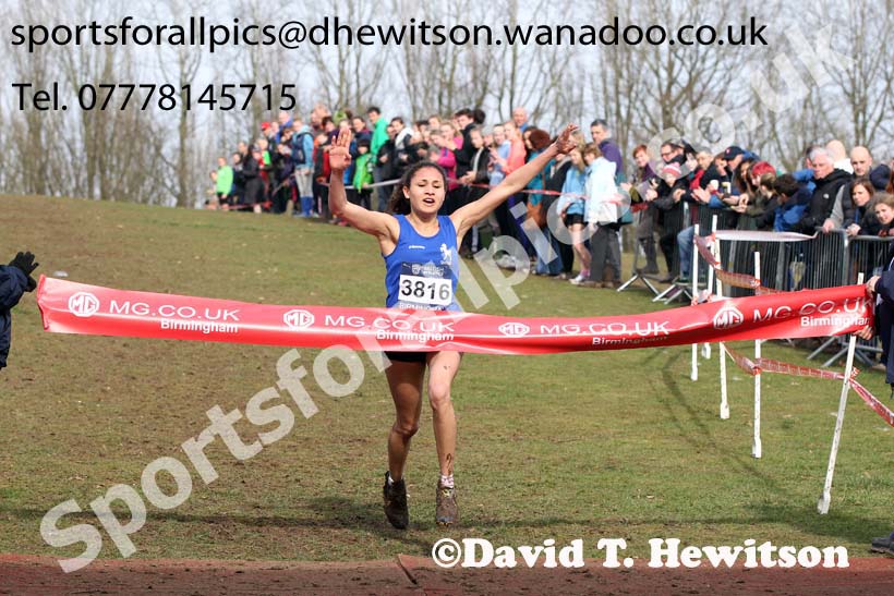 Under-15 girls winner Inter Counties Cross Country, Cofton Park, Birmingham. Photo: David T. Hewitson/Sports for All Pics